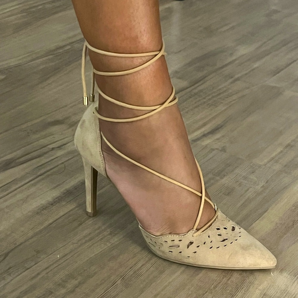 Tan lace up heels size 6.5